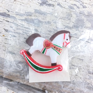 Vintage Hallmark NOS Holiday Rocking Horse Pin