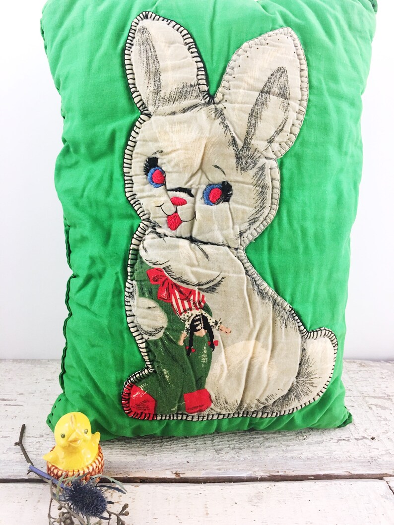 Antique Applique Bunny Pillow Etsy