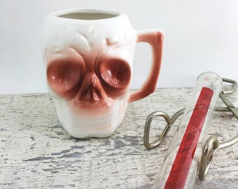 Vintage Mid Century Ceramic Skull Mug