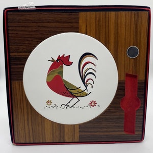 Vintage Mid Century Rooster Trivet Cheese Board - No Knife