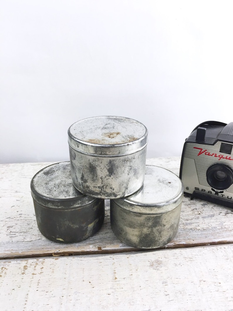 3 Vintage Metal Film Canisters | Etsy