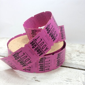 Vintageroze/paars ADMIT ONE-tickets