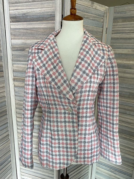 Vintage Lined Handmade Pink and Navy Jacket