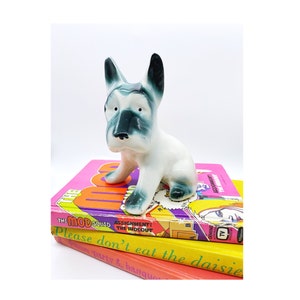 Vintage Black Gray White Scottie Dog Mid Century Ceramic Figurine