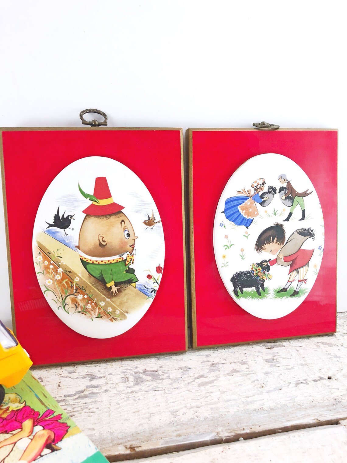 SET OF 3 - Vintage KEMPTONE Nursery Rhyme Tile Plaques