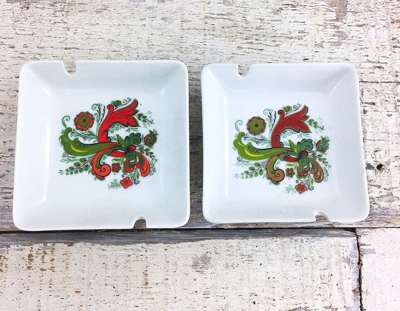 Set of Two Small Paisley Berggren Trayner Ashtrays