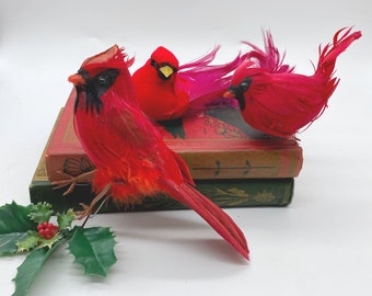 Lot of Vintage Red Feathered Cardinals for Crafting