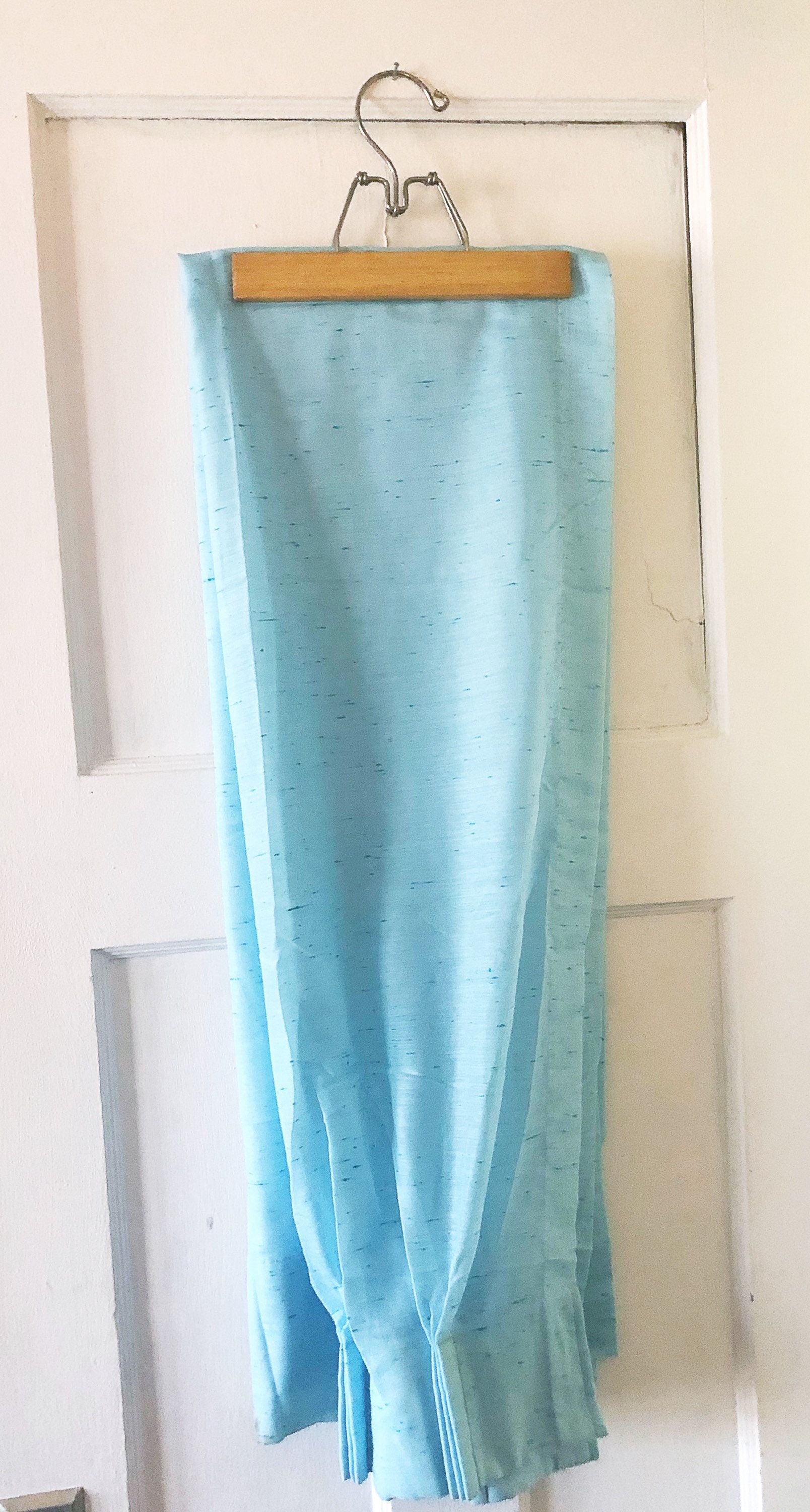 Pair of Vintage Light Blue Pinch Pleat Drapes Etsy