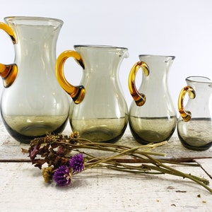 Four Mid Century Art Glass Pitchers - Please Read Full Description