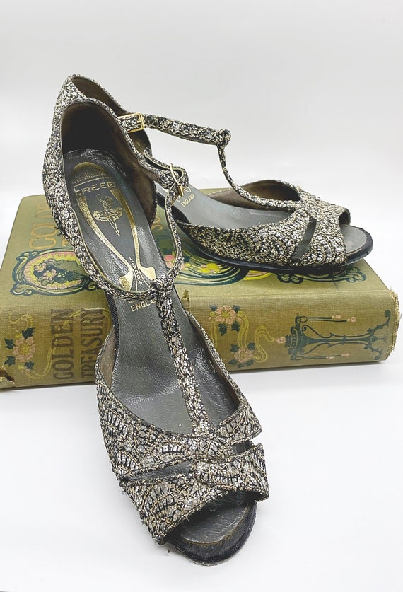 Vintage Freed of London Silver Sequin Dance Shoes 