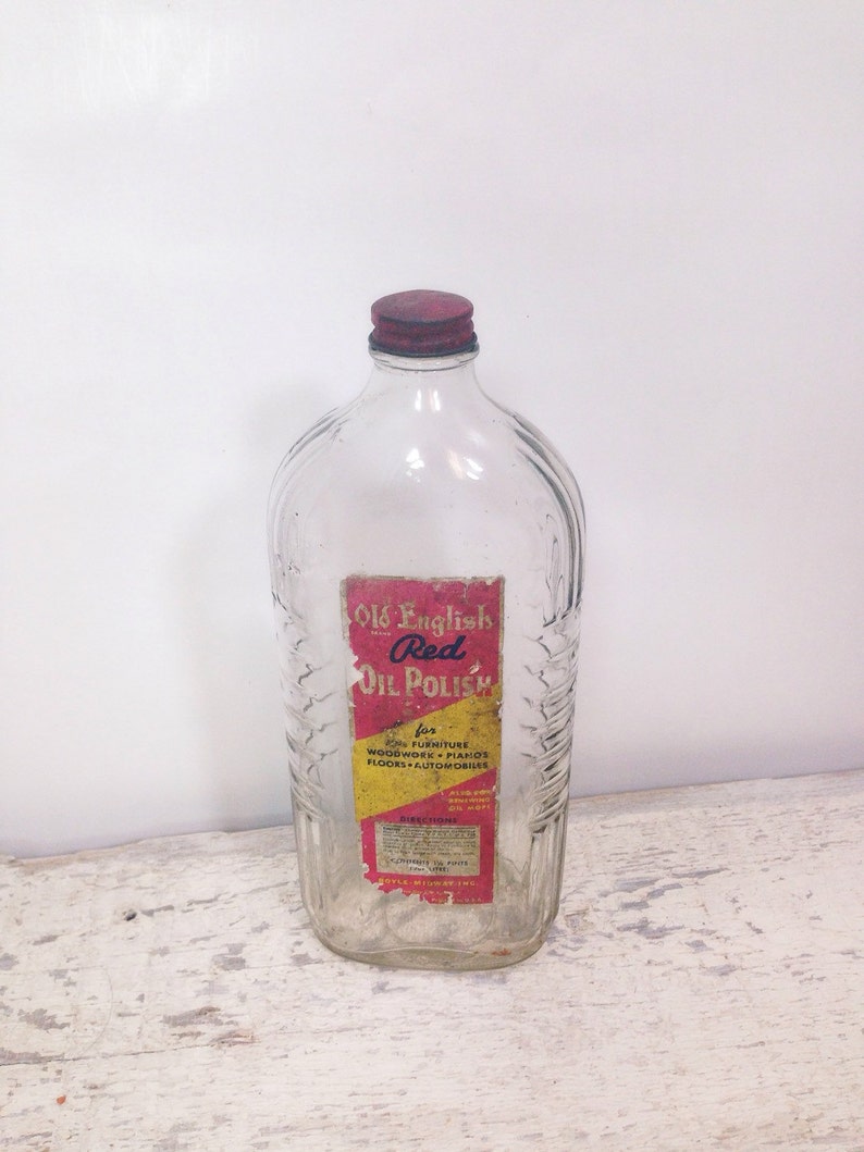 Vintage Old English Red Oil Polish Bottle Etsy