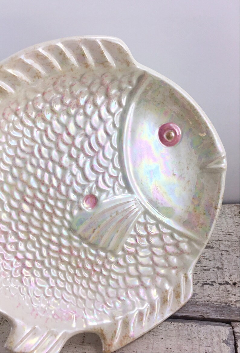 Large Ceramic Pink Fish Serving Plate Etsy