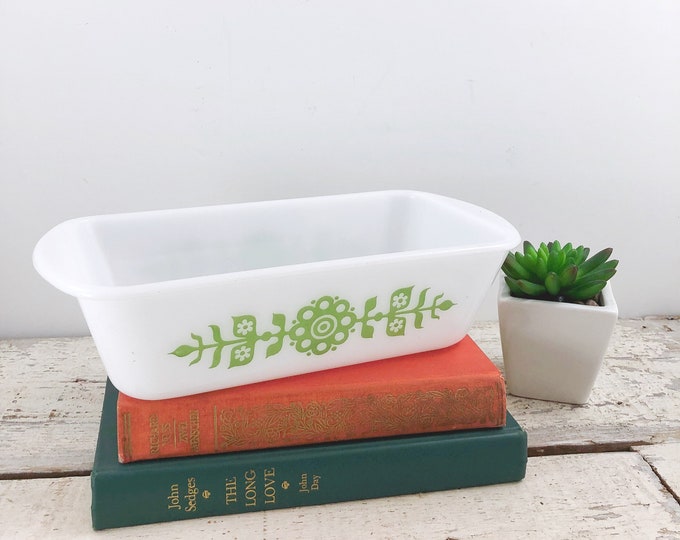 Green Floral Medallion Glasbake Loaf Pan by Etsy