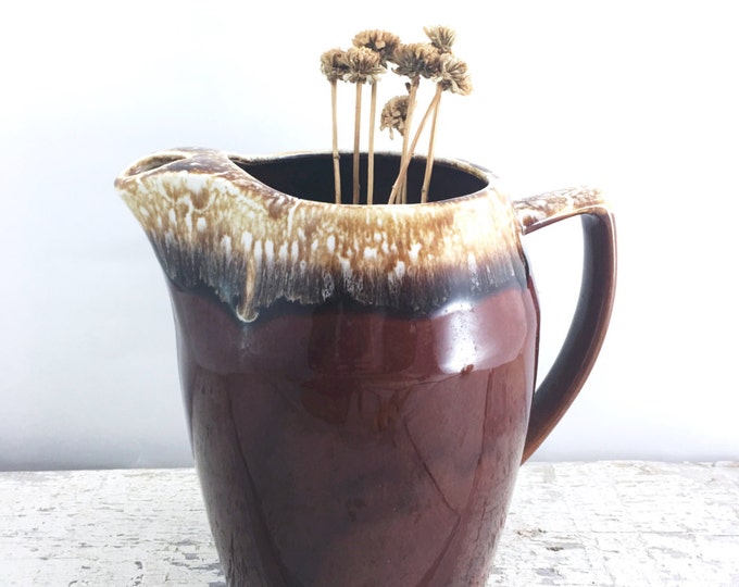 Brown Vintage Drip Pottery Pitcher Kathy Kale USA Etsy