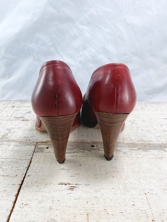 Gorgeous Vintage Italian Red Leather Heels - 7.5 - image 6