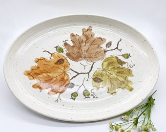 Vintage Stoneware Platter Autumn Leaves Metlox PoppyTrail