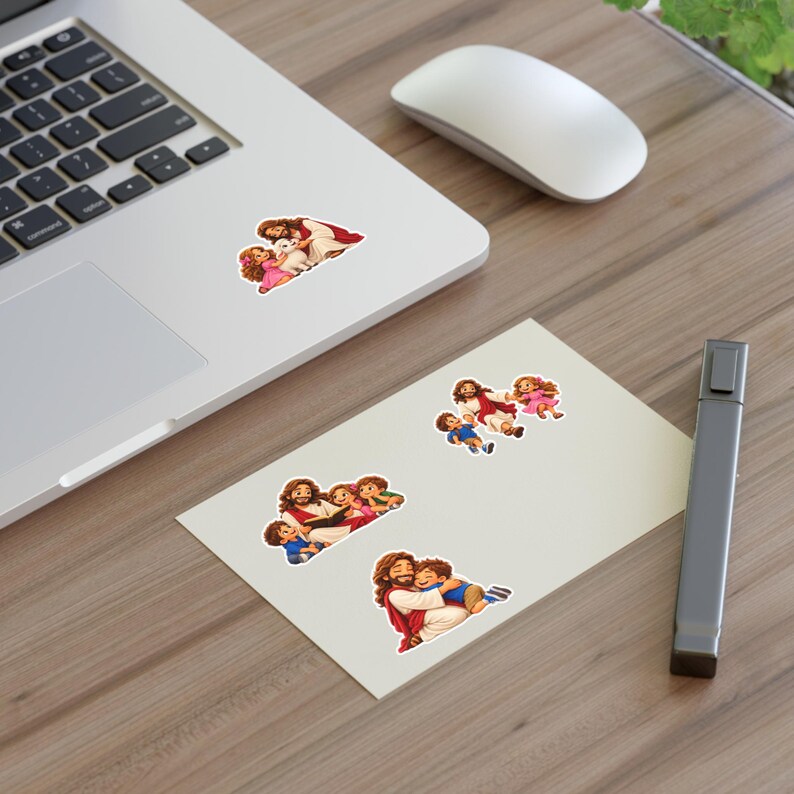 Jesus With Children - Christian Sticker Sheets With Cartoon Jesus - 4 ...