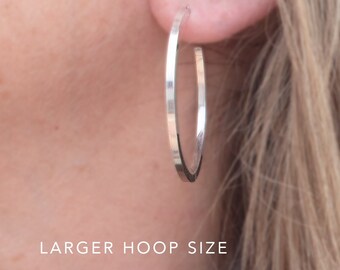 Silver Hoop Earrings, Big Silver Hoop Earrings, Square Wire Hoop Earrings, large sterling silver hoop earrings, Thick Silver Hoops