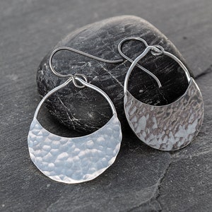 Sterling Silver Half Moon Earrings, Unique Handmade Jewelry, semi circle Half Moon Earrings, Half Circle Earrings, Crescent Earrings