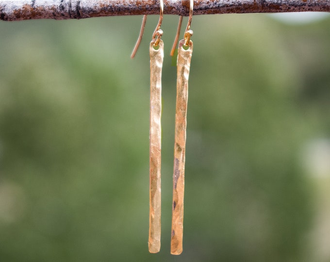 Gold Bar Earrings, 14k Gold Bar Earrings, Bar Dangle Earrings