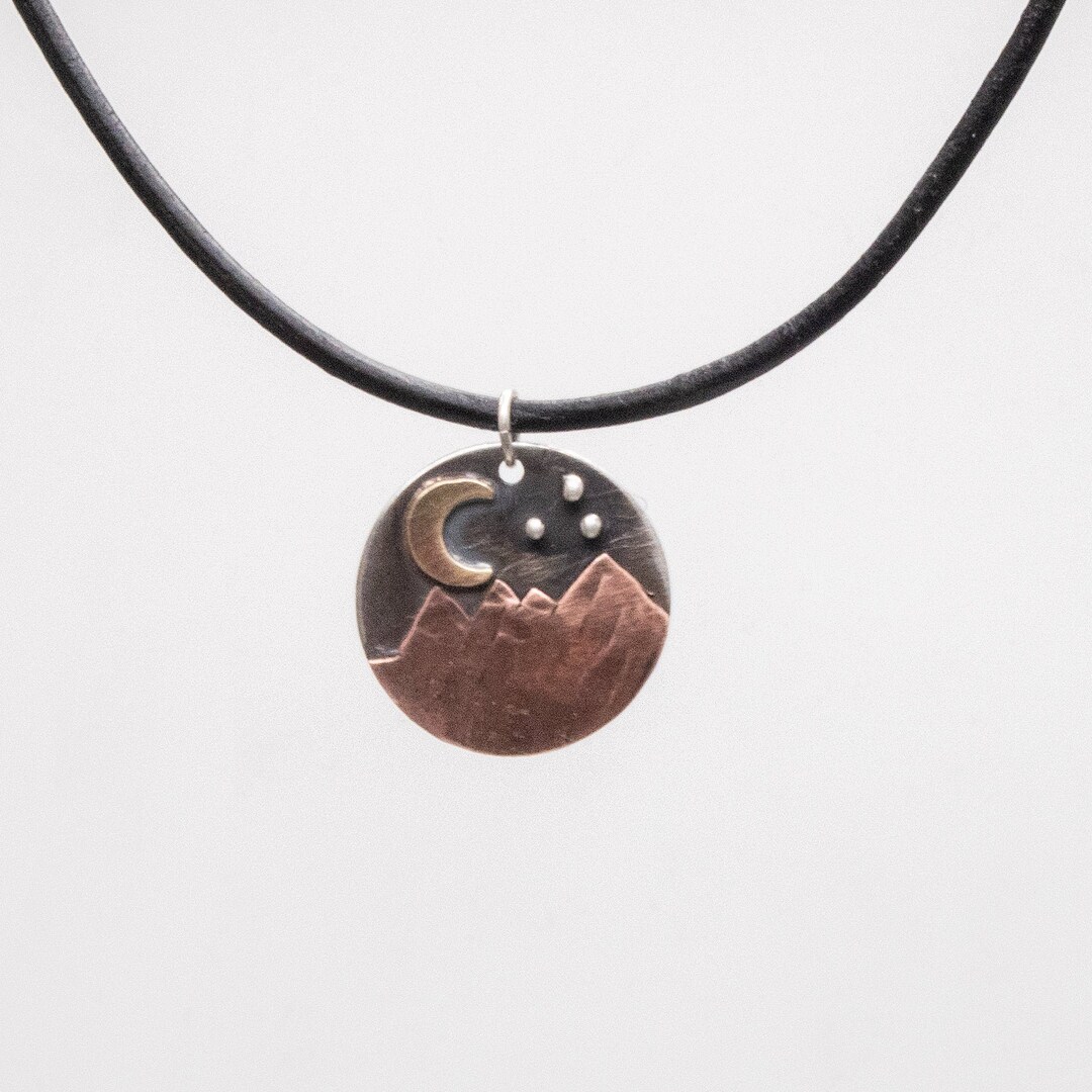 Mountain Necklace Copper Mountain Pendant Mountain Pendant Etsy