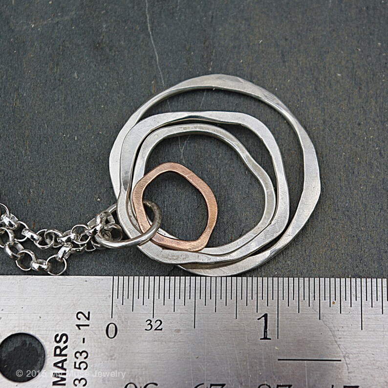 Long Necklace Bronze Mixed Metal Necklace Open Circle Etsy