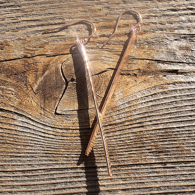 Long Rose Gold Bar Earrings Bar Earrings 14k Gold Bar Etsy