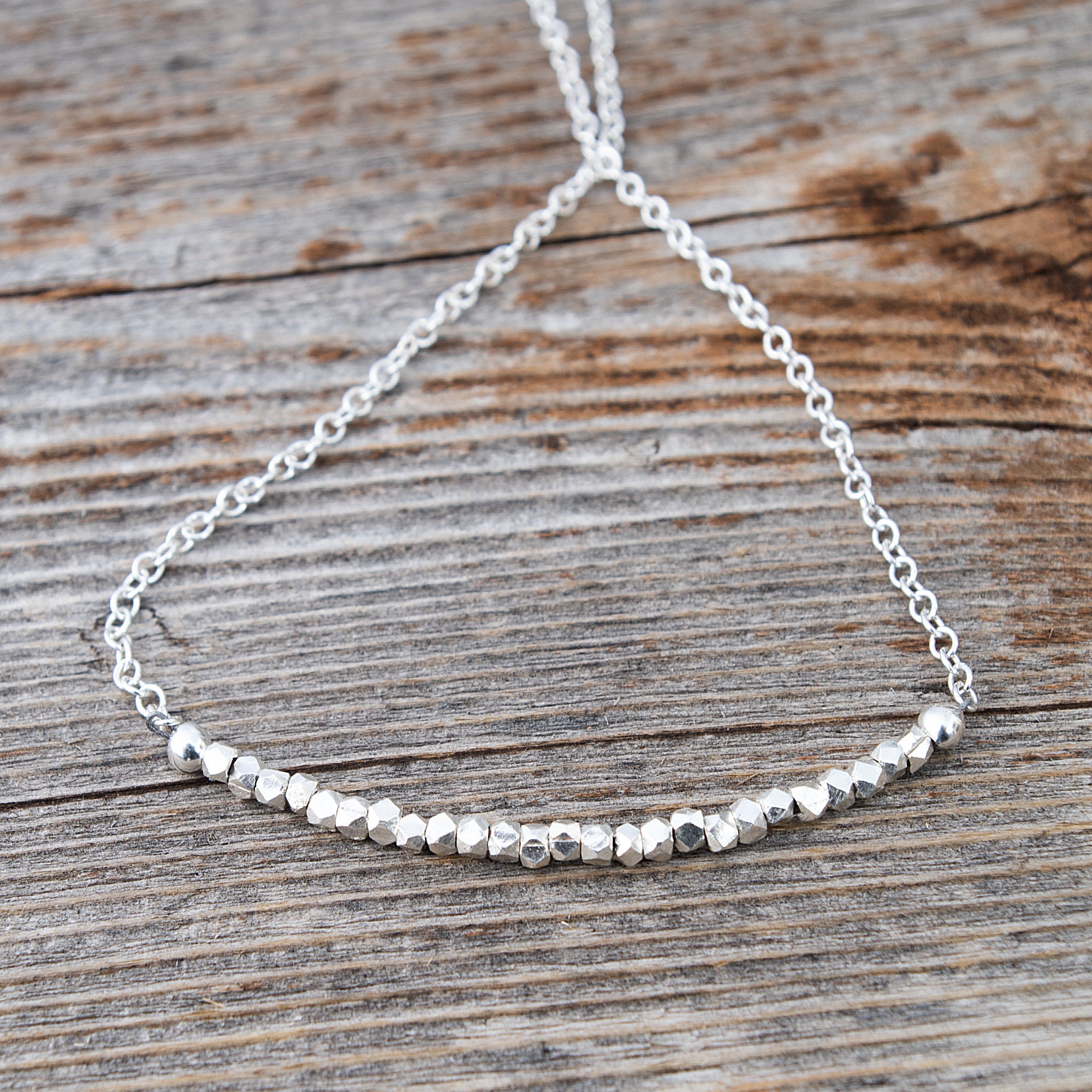 Dainty Tiny Sterling Silver Beaded Necklace 340 