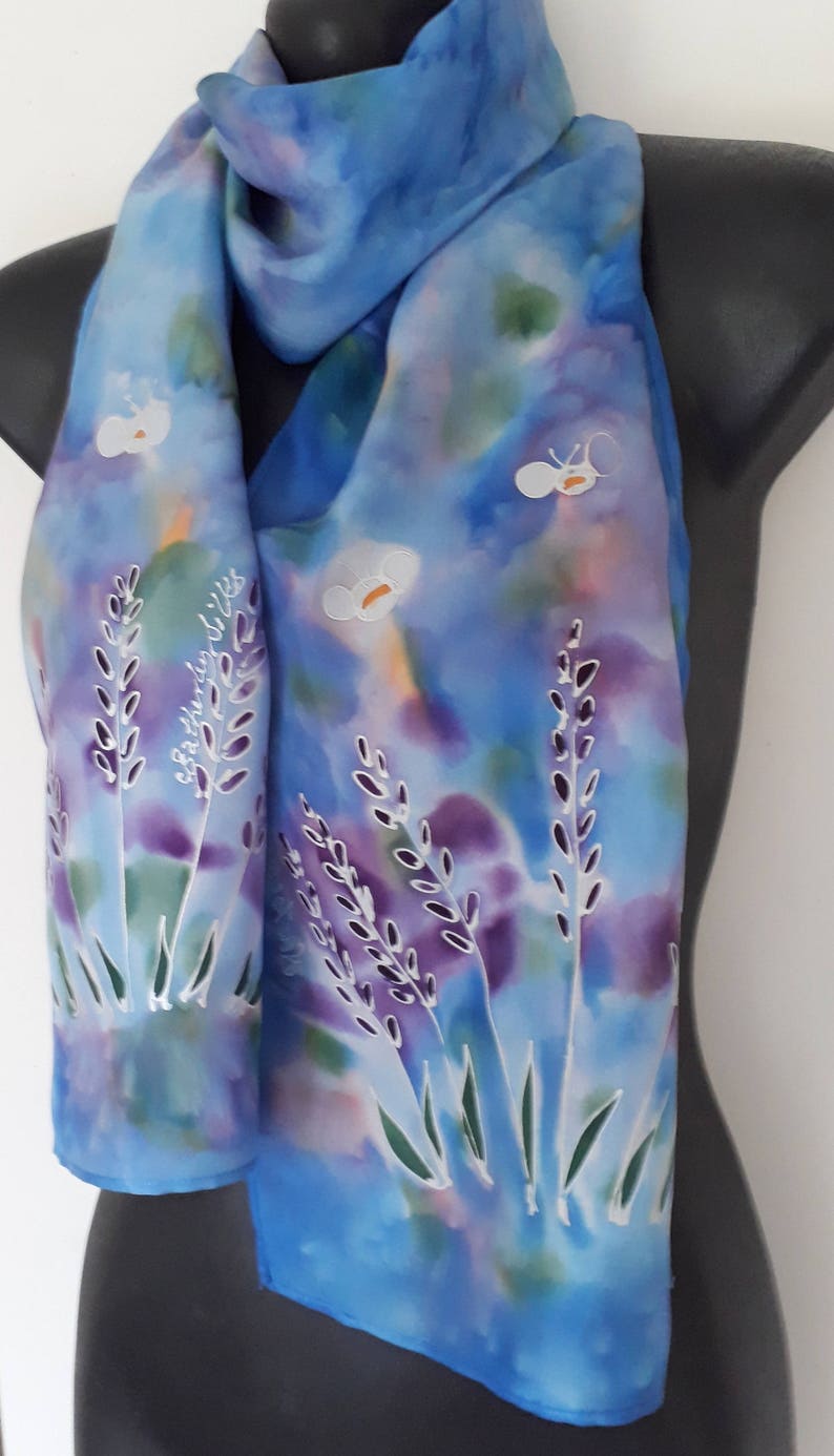 LAVENDER Silk Scarf Bees New Zealand Lavender wild | Etsy