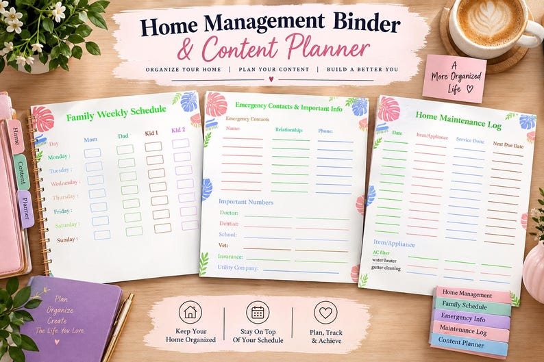 Home Management Binder Printable, Household Planner, Cleaning Schedule ...