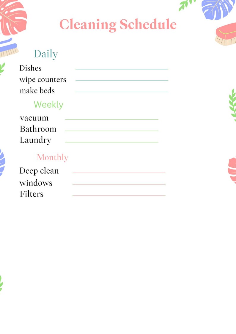 Home Management Binder Printable, Household Planner, Cleaning Schedule ...