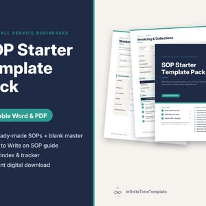 SOP Template Pack, 10 Editable Standard Operating Procedures, Operations Manual, Word & PDF, Small Business image 1