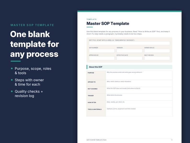 SOP Template Pack, 10 Editable Standard Operating Procedures, Operations Manual, Word & PDF, Small Business image 3