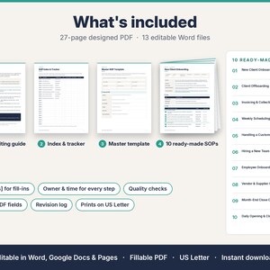 SOP Template Pack, 10 Editable Standard Operating Procedures, Operations Manual, Word & PDF, Small Business image 2