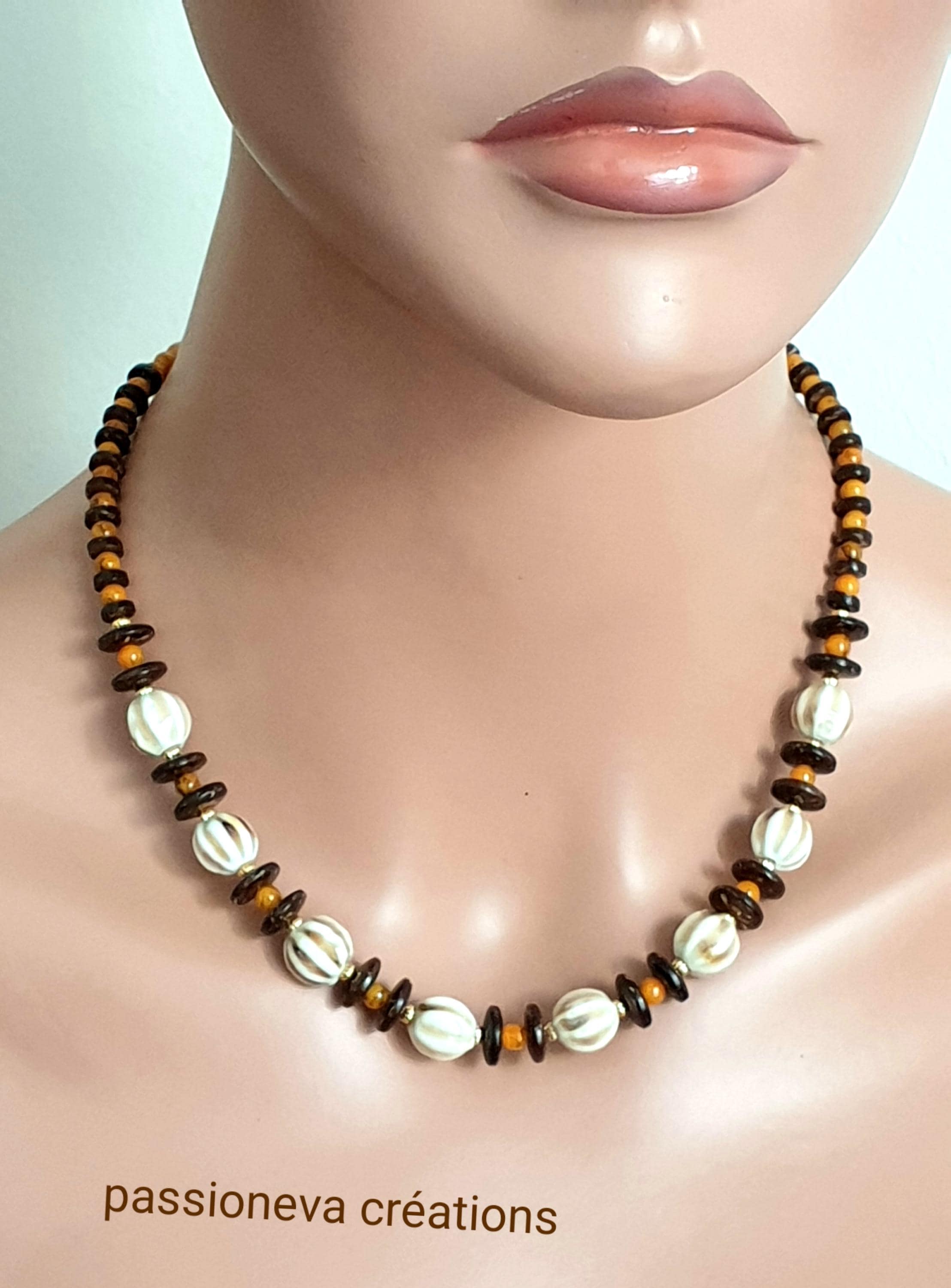 Collier Surf En Bois De Cocotier Marron - Ethnique, Unisexe, Neuf Avec étiquettes