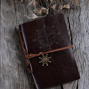 Mens Coffee Journal - Dark Vintage Gift for Him, Gothic Adventure Diary, Faux Leather Notebook, Travelers Sketchbook, Unique Writers Present