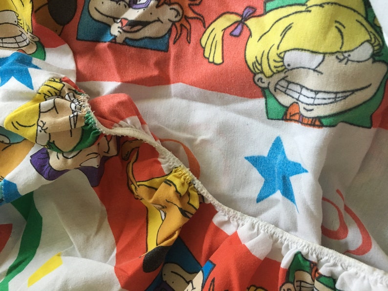 2 Piece Vintage Nickelodeon Rugrats Twin Fitted and Flat Bed Sheet Set 90s Nick Teen Nick Twin Linen Twin Bedding