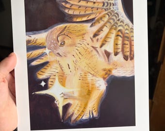 Owl Star Print: 8x10 Printed on Extra Heavy Cardstock, Satin Finish
