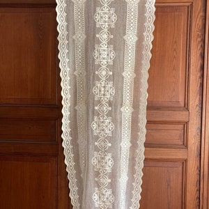 Antique French lace curtain cotton cafe net romantic Edwardian home decor shabby chic fabric country cottage