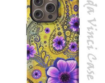 Yellow and Purple Paisley  iPhone 14 / iPhone 14 Plus /  iPhone 14 Pro  / iPhone 14 Pro Max / Dual Layer Tough Case - Golden Paisley