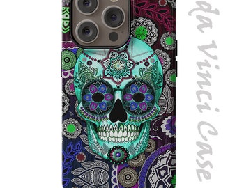 Purple Paisley Sugar Skull Case for iPhone 15 / iPhone 15 Plus /  iPhone 15 Pro  / iPhone 15 Pro Max / Tough Case and Magsafe Case