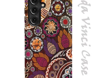 Autumn Mehndi paisley case for Samsung Galaxy S24 / S24 Plus / S24 Ultra - Dual Layer Tough Case - orange and purple dual layer case