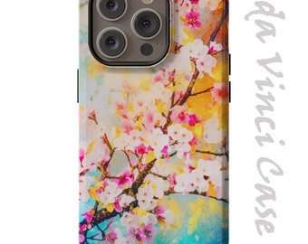 Cherry Blossom Sky for iPhone 14 / iPhone 14 Plus /  iPhone 14 Pro  / iPhone 14 Pro Max / Dual Layer Tough Case - Pink, Yellow and Blue