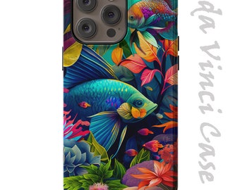 Ocean Tropic case for iPhone 14 / 14 Plus /  iPhone 14 Pro  / iPhone 14 Pro Max / Colorful Fish and Coral Dual Layer Tough Case