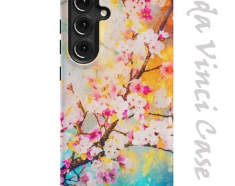 Cherry Blossom Sky case for Galaxy S24 - Galaxy S24 Plus - Galaxy S24 Ultra - pink, blue and yellow floral tough case