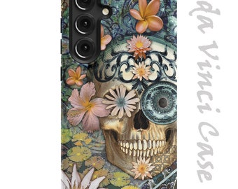 Bali Botaniskull - sugar skull Case for Samsung Galaxy S24 / S24 Plus / S24 Ultra - Dual Layer Tough Case - green and Yellow