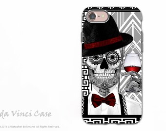 Art Deco Sugar Skull iPhone 7 and iPhone 8 Case - Black and White 1920s Day of the Dead Case - Dual Layer Case - Mr JD Vanderbone