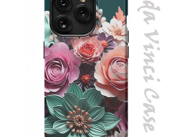 Cand Blooms - Pink and Teal Case for iPhone 15 / iPhone 15 Plus /  iPhone 15 Pro  / iPhone 15 Pro Max / Dual Layer Tough Case and Magsafe