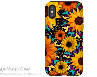 Colorful Sunflower iPhone X / XS / XS Max / XR Tough Case - Dual Layer Protection for iPhone 10 - Sunflower Talavera -  by Da Vinci Case