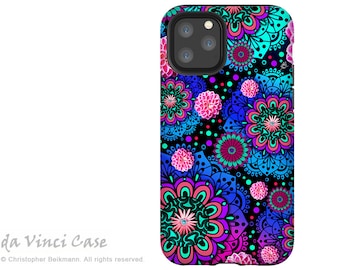 Frilly Floratopia - Paisley Case for iPhone 13 Mini / iPhone 13 /  iPhone 13 Pro  / iPhone 13 Pro Max / Pink and Blue Dual Layer Tough Case